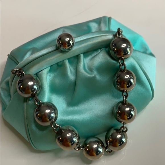 Tiffany and Co Vintage Satin Bead Evening Bag silver bead - Picture 11 of 12